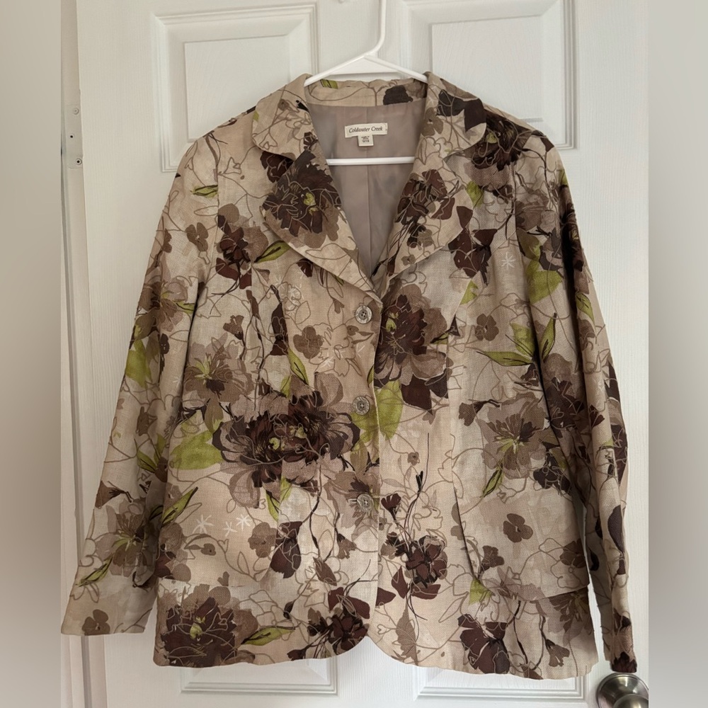 Coldwater Creek Floral Linen-Blend Jacket – Women’s W18